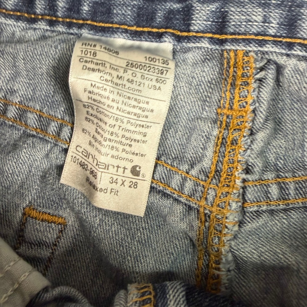 Carhartt Relaxed Fit Light Wash Denim Jeans 101483-868 Mens 34x28 Blue - Picture 4 of 5